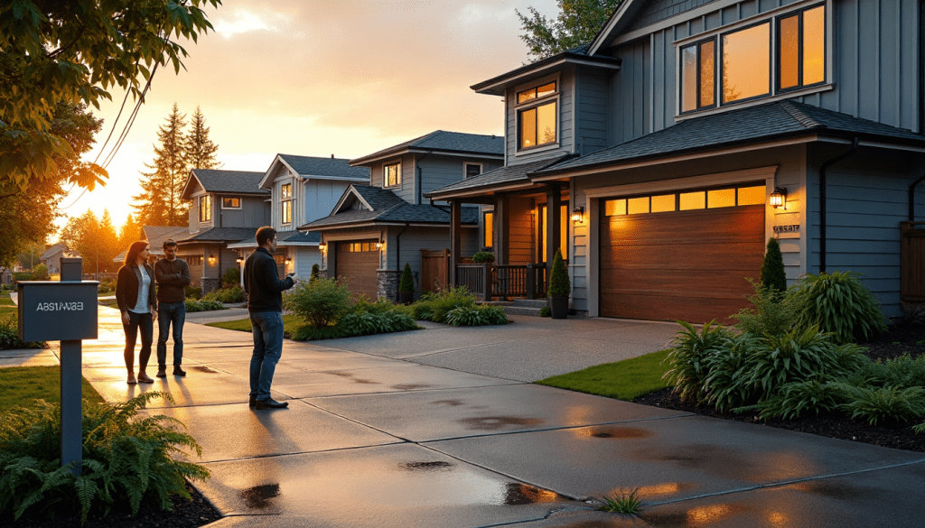 Contemporary Seattle homes with modern garage doors and curb appeal focus