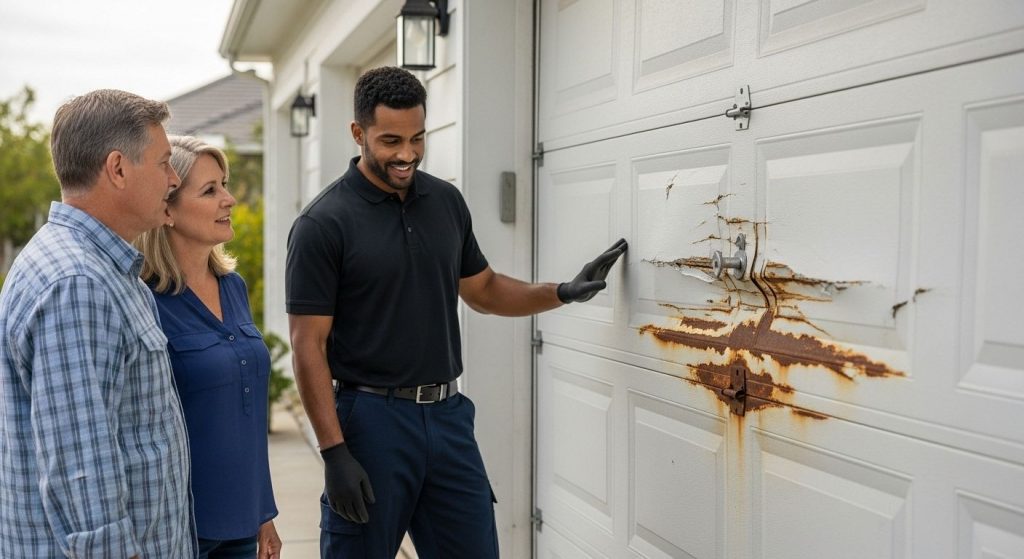 garage door inspection, replacement signs, homeowner education