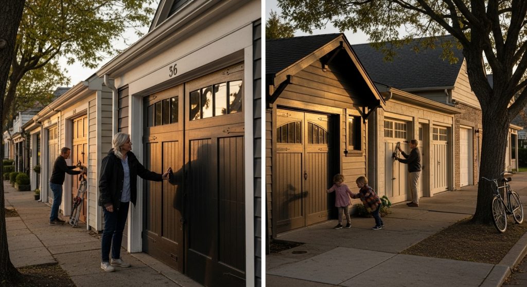 antique garage door styles, historic homes, craftsmanship