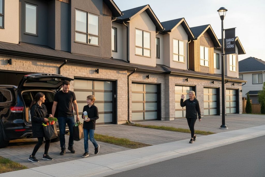 garage doors townhomes architecture